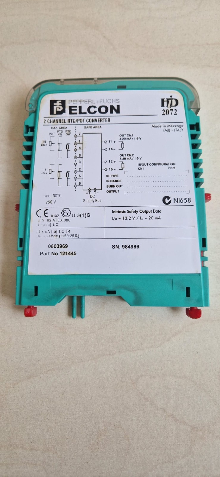 Pepperl+Fuchs 2 Channel RTD/POT Converter (Model Elcon HID 2072)