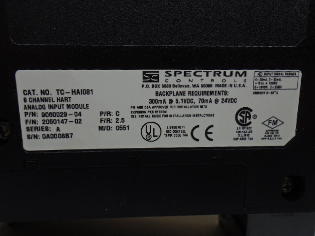 TC-HAI081 Spectrum Controls 8 Channel Hart Analog Input TC-HAI08I 163B