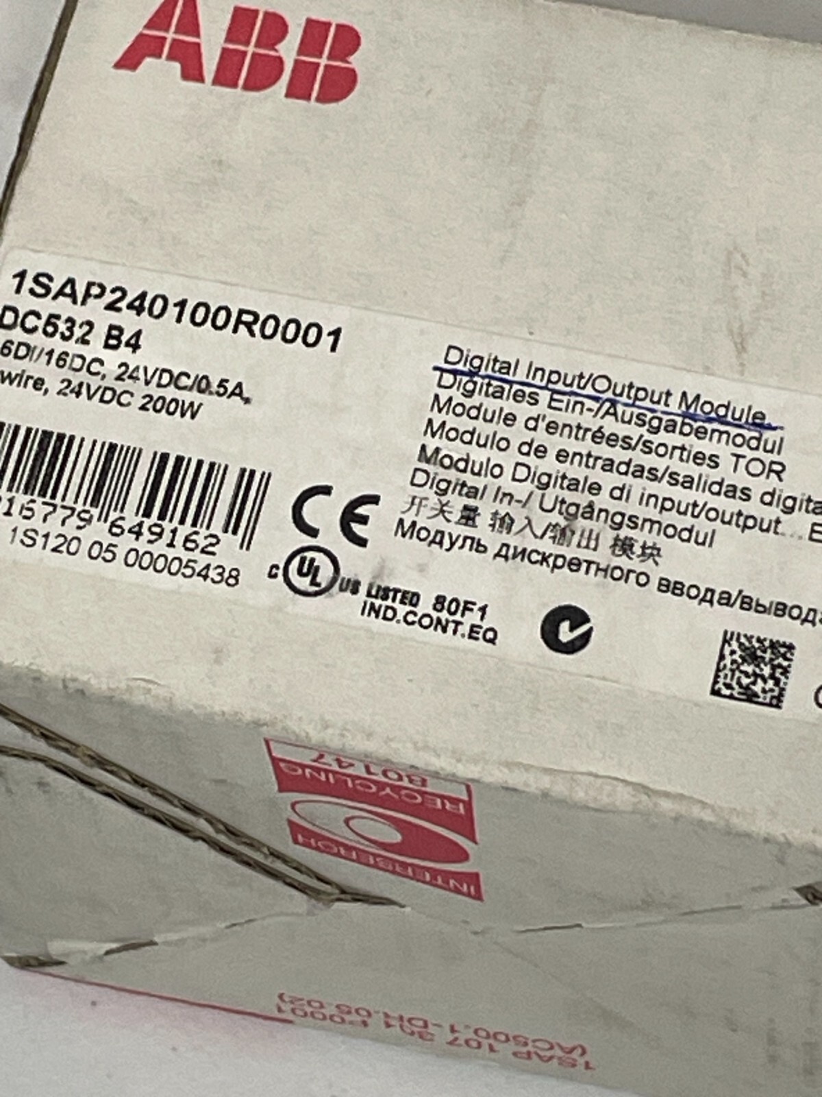 ABB 1SAP240100R0001 Digital Input Output Module 1 SAP 240100R0001 Unused Surplu