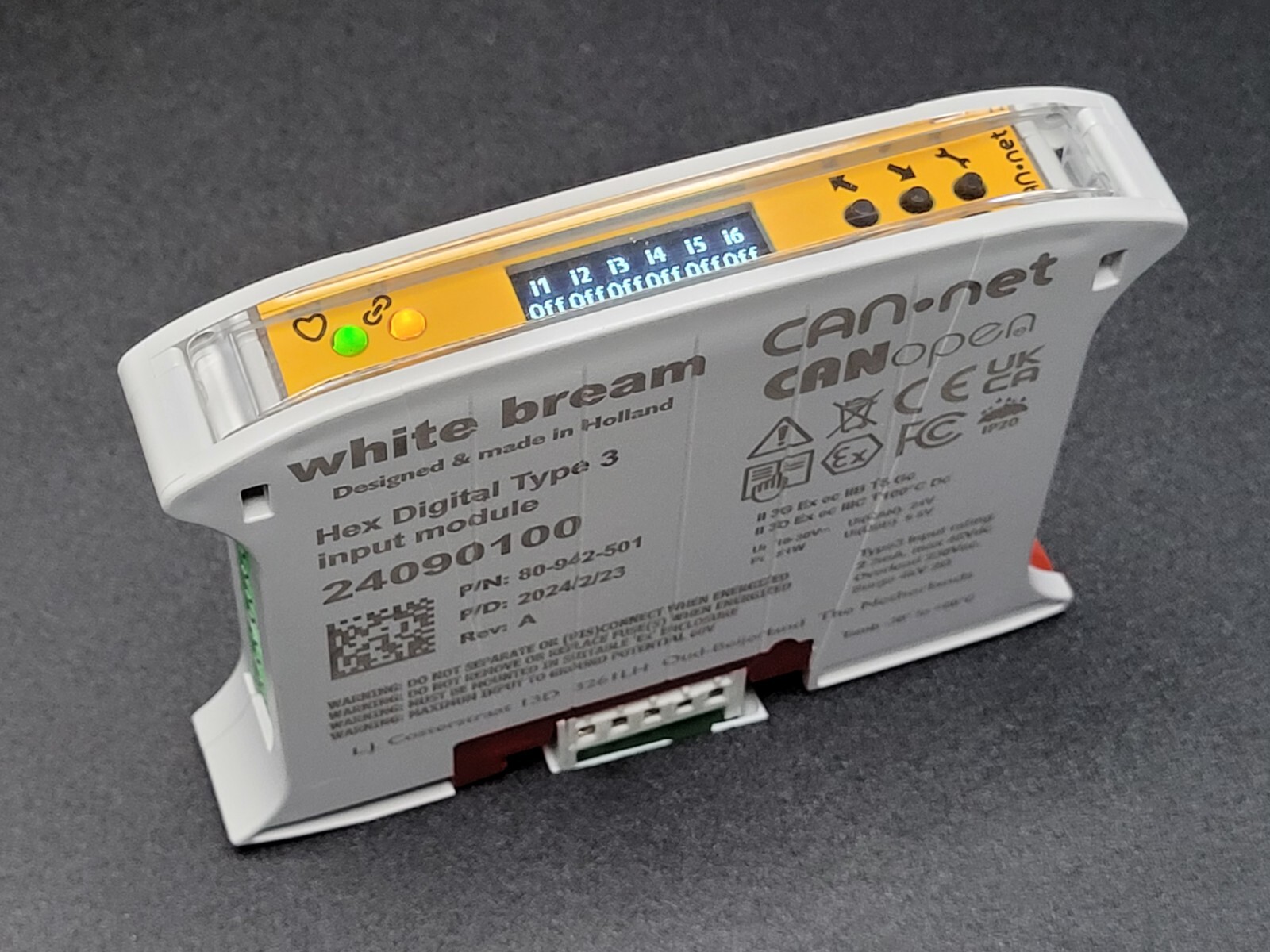 CAN.net 6-channel Type 3 Digital Input DIN-rail module for CAN-bus/CANopen
