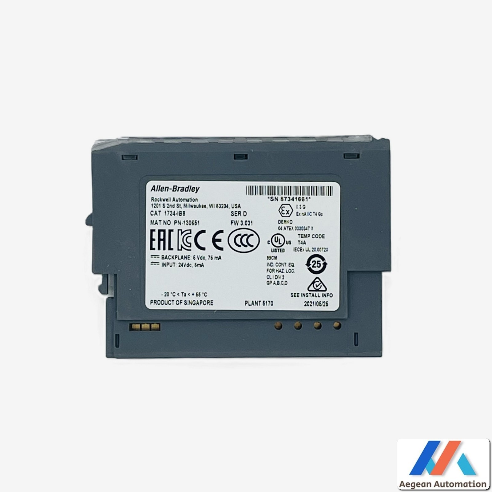 Allen-Bradley 1734-IB8 POINT I/O Digital Input Module 8 Point 24V DC 130651