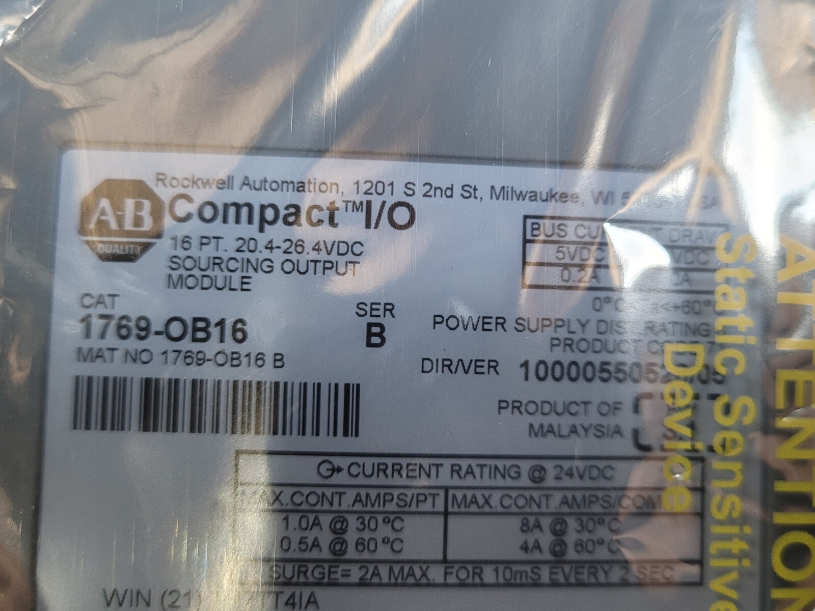 Allen Bradley 1769-OB16P /B CompactLogix 16-P 24VDC Fused Output