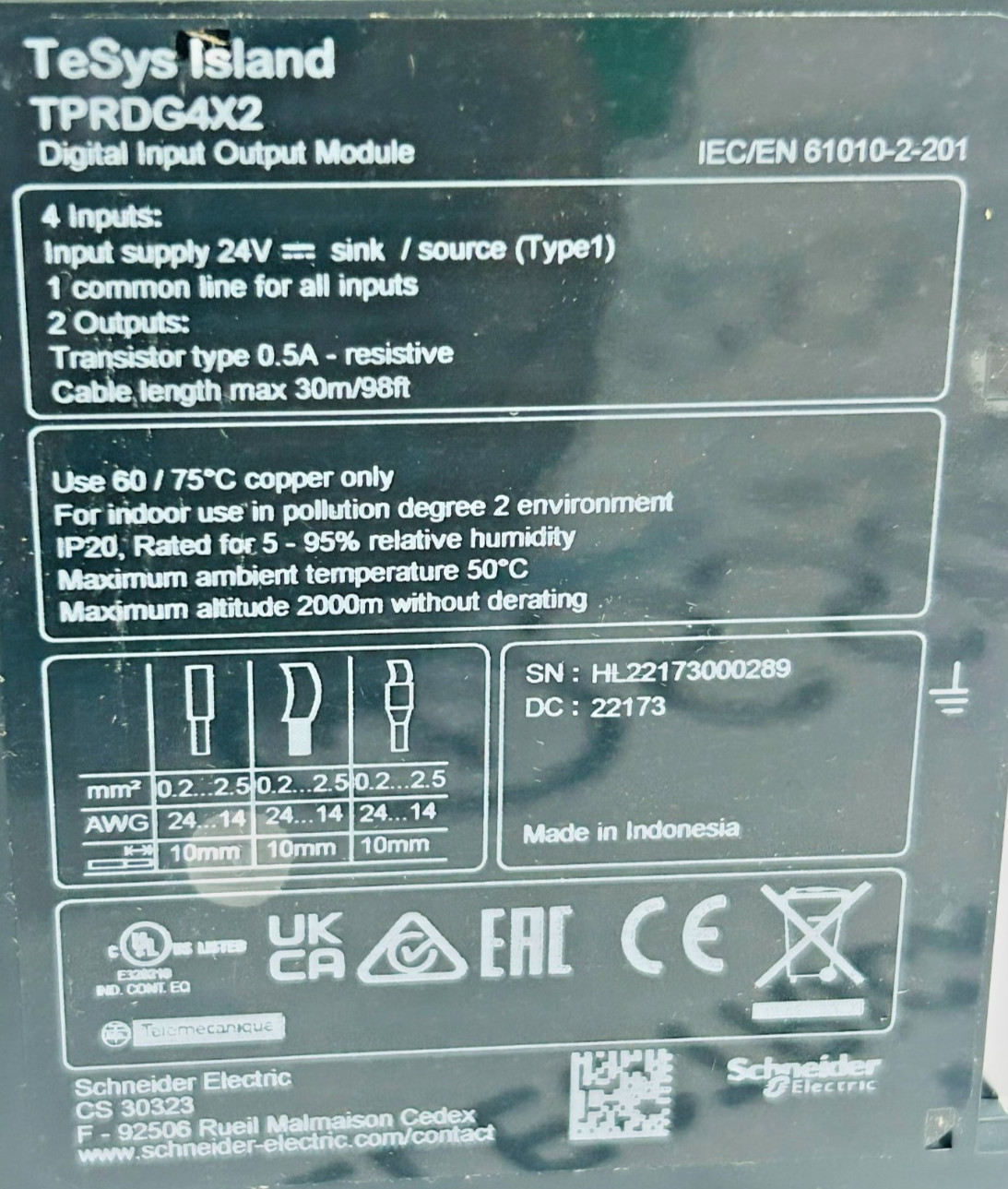 SCHNIEDER ELECTRIC TPRDG4X2 DIGITAL I/O MODULE 4X INPUT 2X OUTPUT FREE FAST SHIP