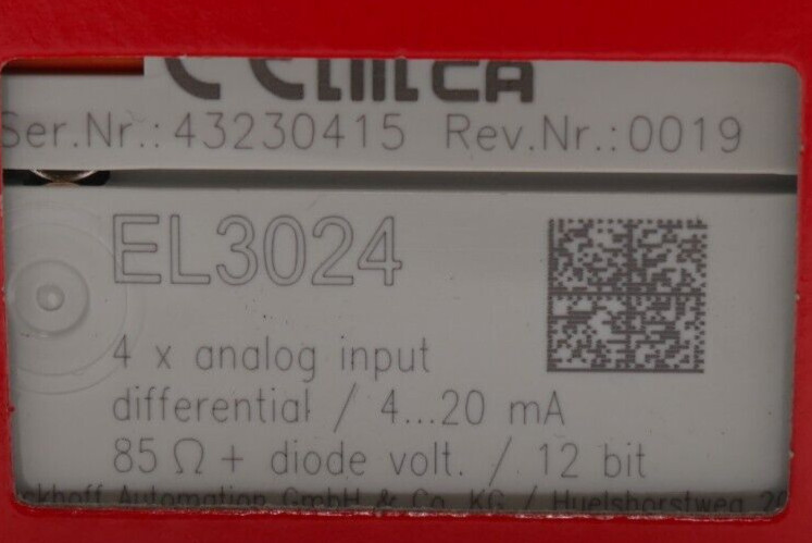 Beckhoff EtherCAT-Klemme, 4-Kanal-Analog-Eingang | EL3024