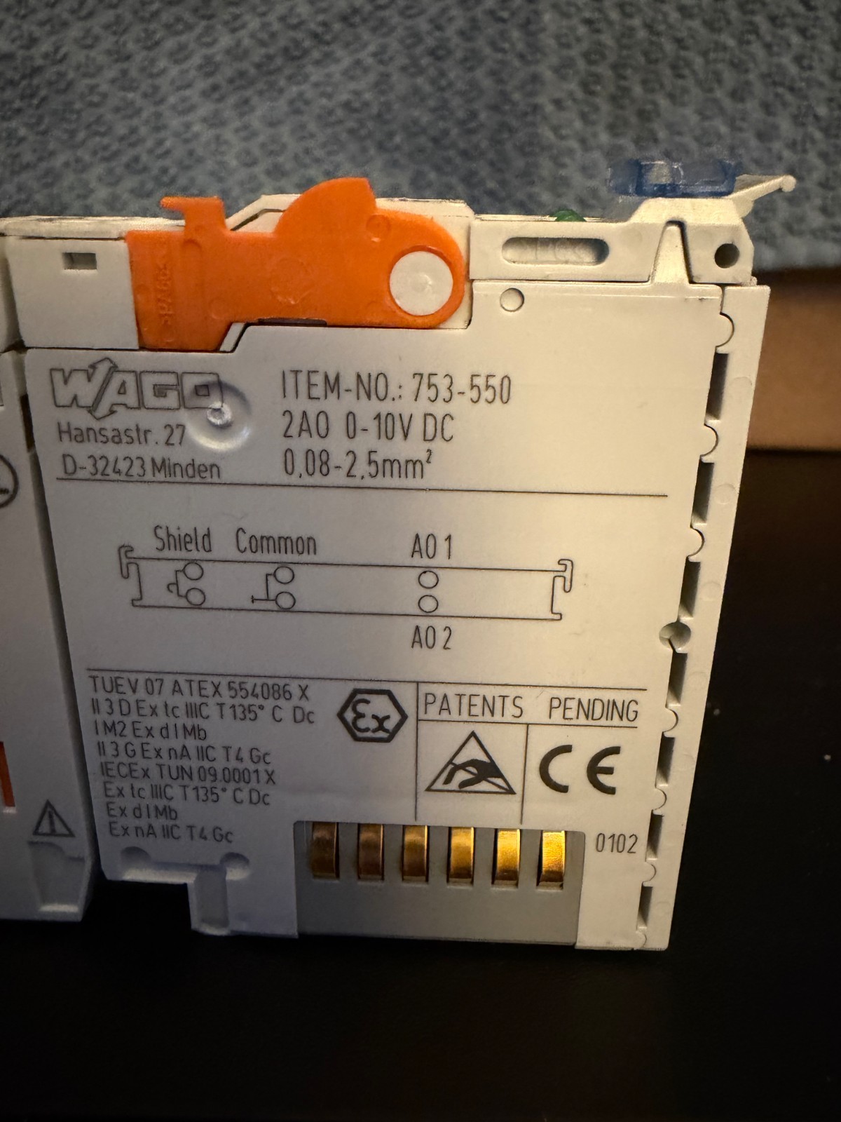 WAGO 753-550 Analog Output Module 2A0 0-10V DC 2 Channel