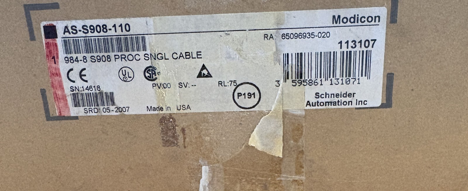 New Modicon AS-S908-110 984-8 S908 PROCESSOR Schneider Automation Inc