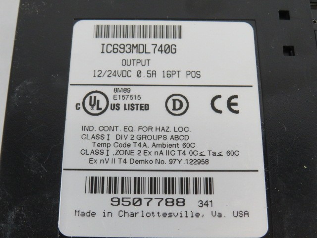 GE Fanuc IC693MDL740G 12/24VDC Positive Logic DC Output Module NO DOOR USED