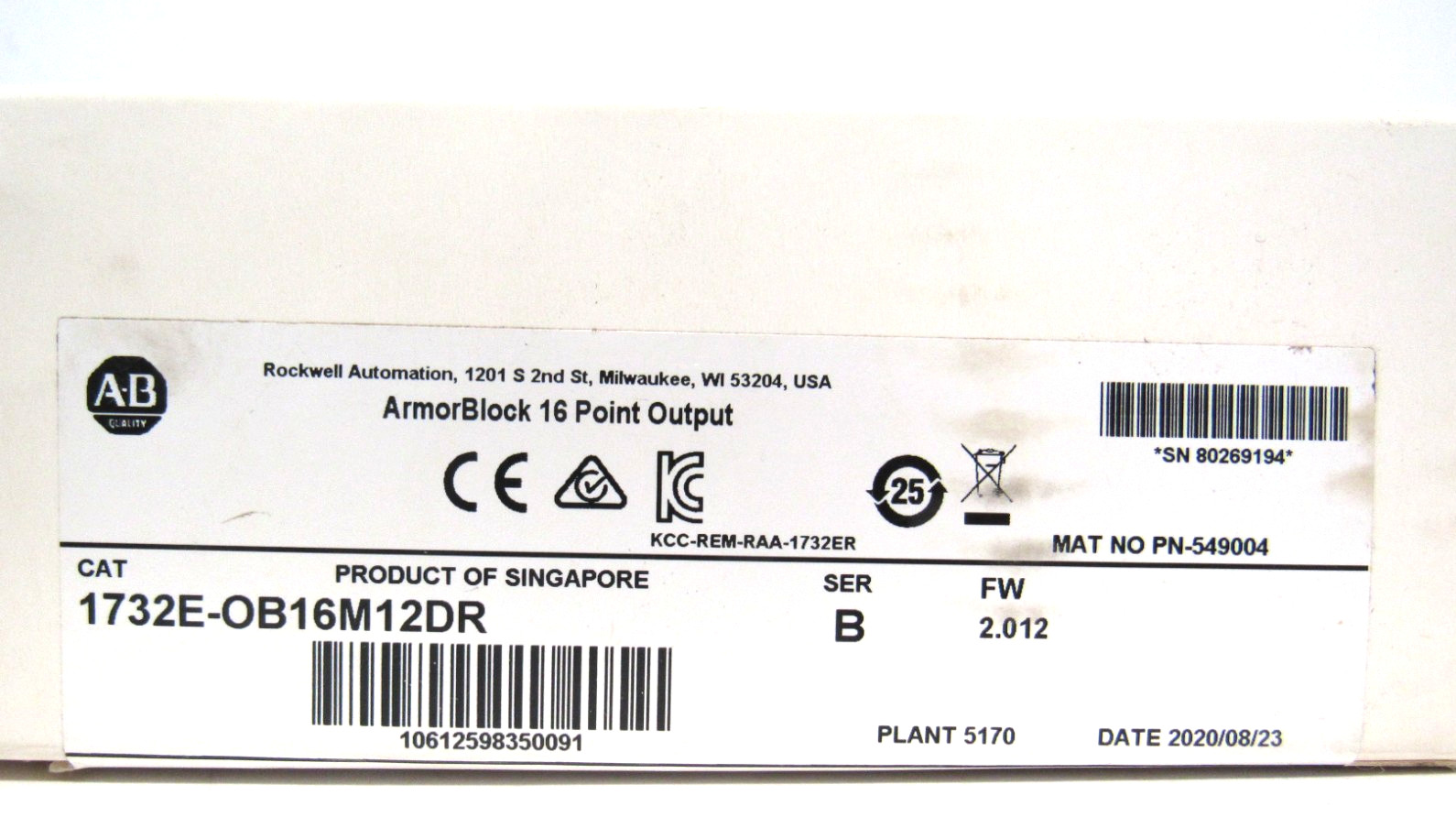 ALLEN BRADLEY 1732E-OB16M12DR OUTPUT MODULE 1732EOB16M12DR NEW SURPLUS