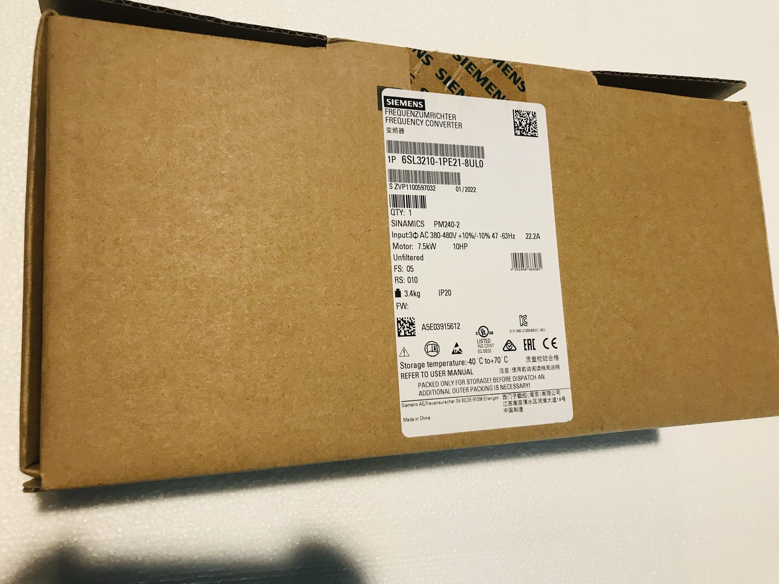 New Siemens 6SL3210-1PE21-8UL0 SINAMICS Power Module In Stock Fast Shipping