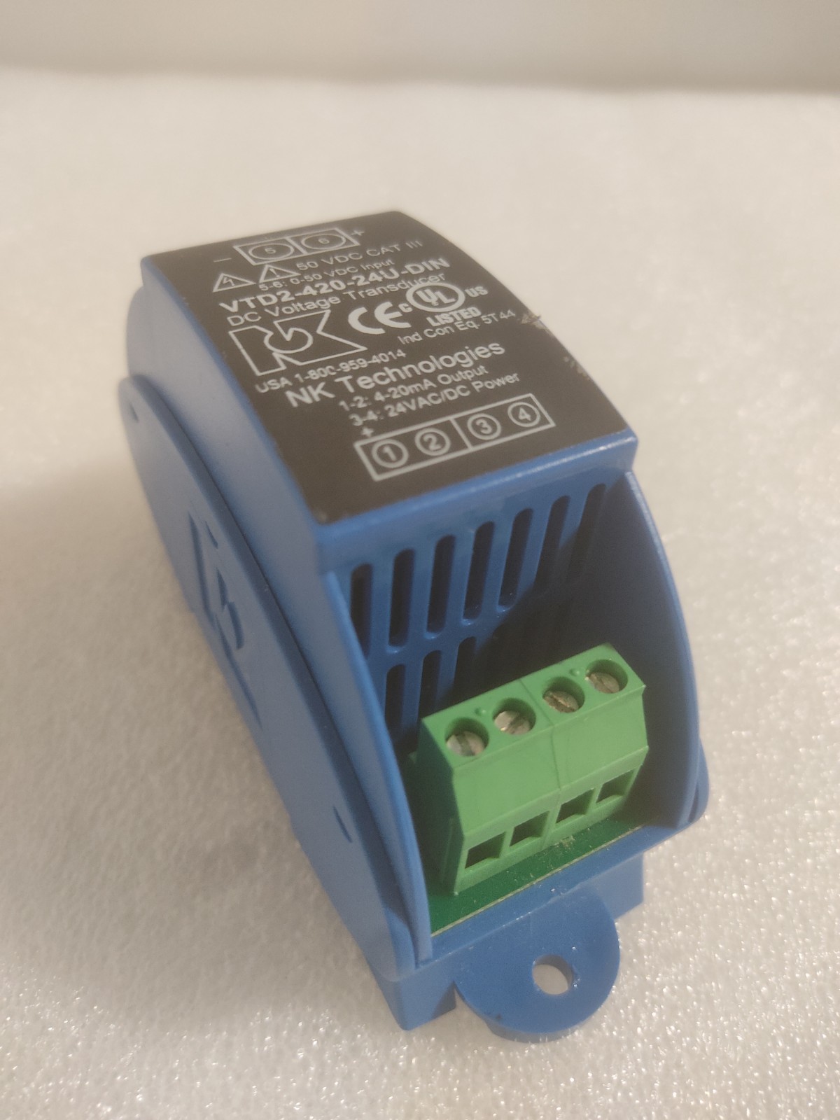 NK Technologies VTD2-420-24U-DIN DC Voltage Transducer – 0-50VDC Input -b555