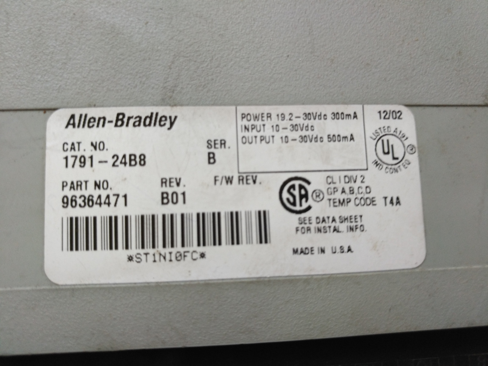Allen-Bradley 24VdcIN/OUT Module 1791-24B8