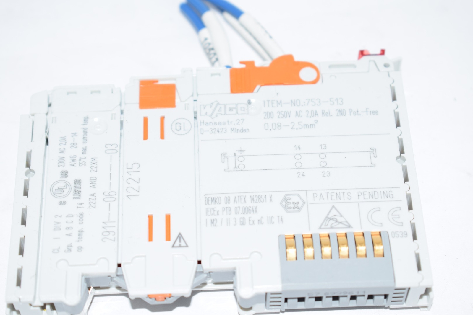 WAGO 750-513 – Output Module, Relay, 2NO, 750 Series, 2 Channel, 230 Vac, Isola