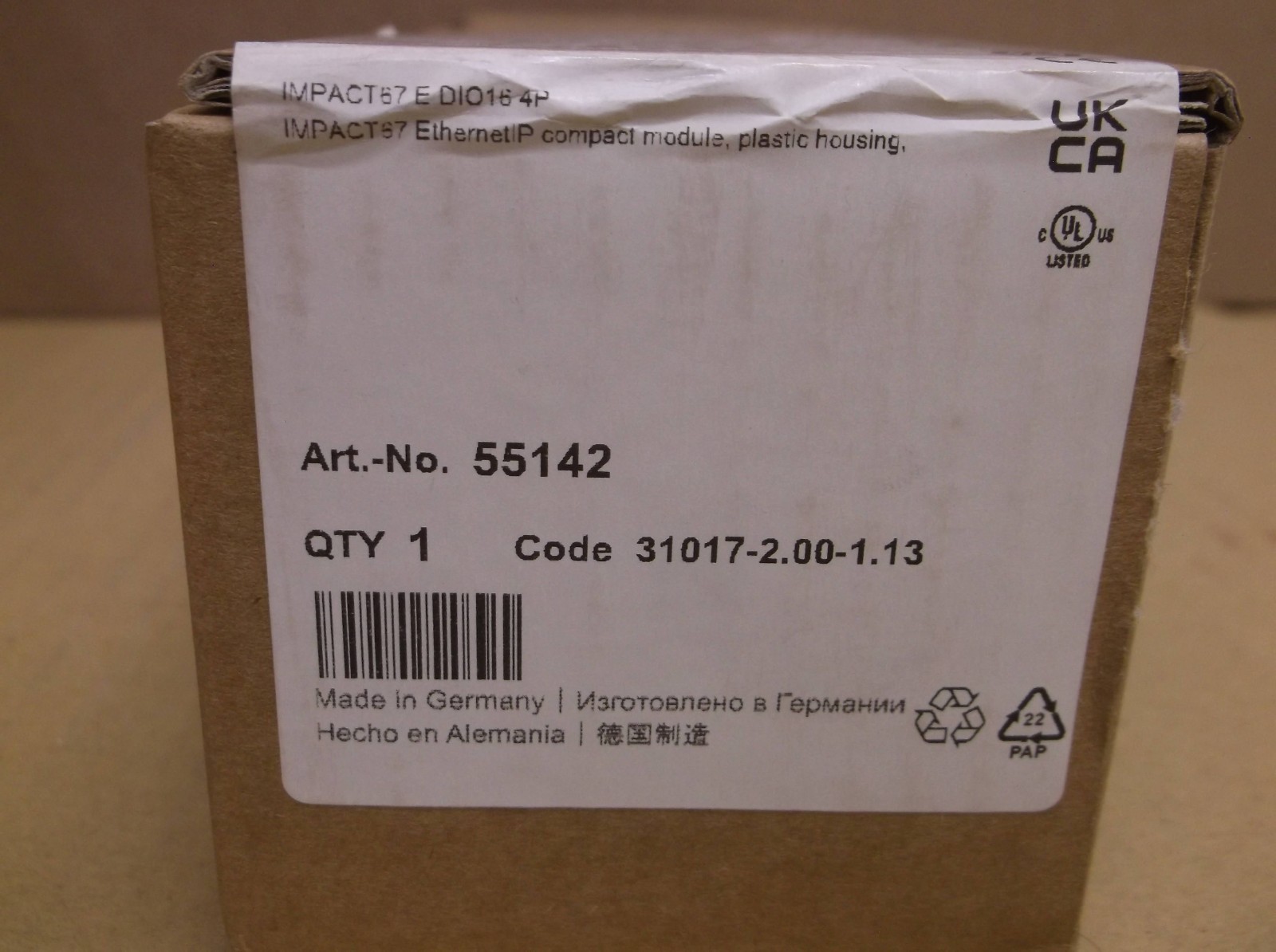 55142 Murr NEW In Box PLC I/O Terminal Block IMPACT67 E DI016 4P
