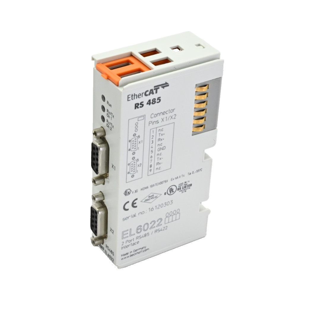 Beckhoff EL6022 EtherCAT Terminal, 2-channel, Serial, RS422/RS485, D-Sub