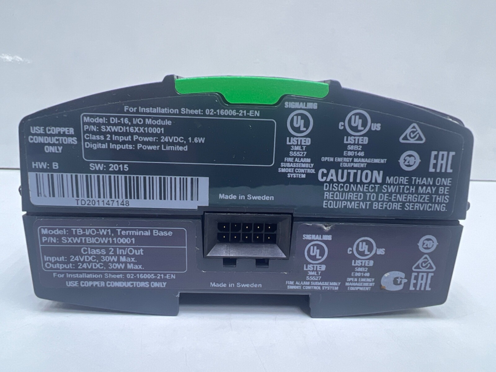 SCHNEIDER DI-16 I/O MODULE SXWDI16XX10001 Smartx Controller + TB-I/O-W1 Terminal