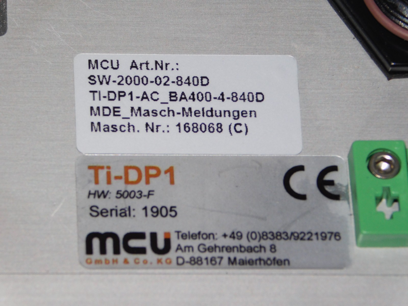 MCU Ti-DP1 5003-F Toolinspect Unit Process Monitoring System Box Module Germany