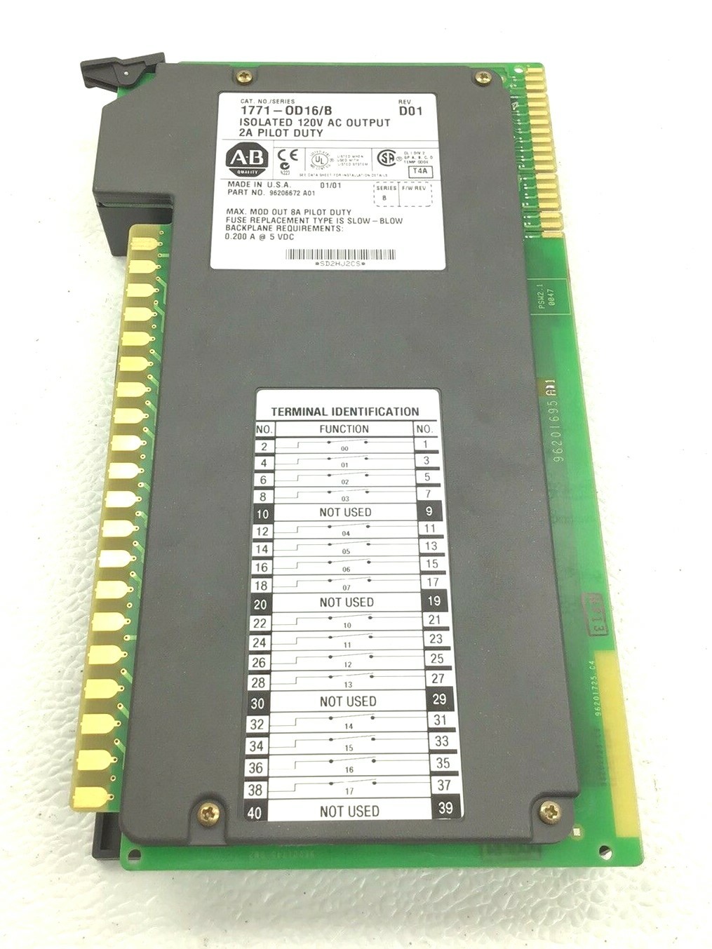 NEW ALLEN BRADLEY 1771-OD16/B ISOLATED 120-V AC OUTPUT 2A PILOT DUTY