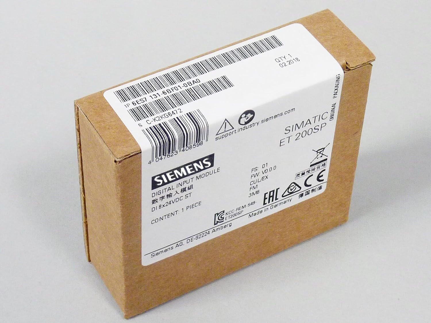 New Siemens 6ES7131-6BF01-0BA0 ET 200SP, Digital Input 6ES7 131-6BF01-0BA0