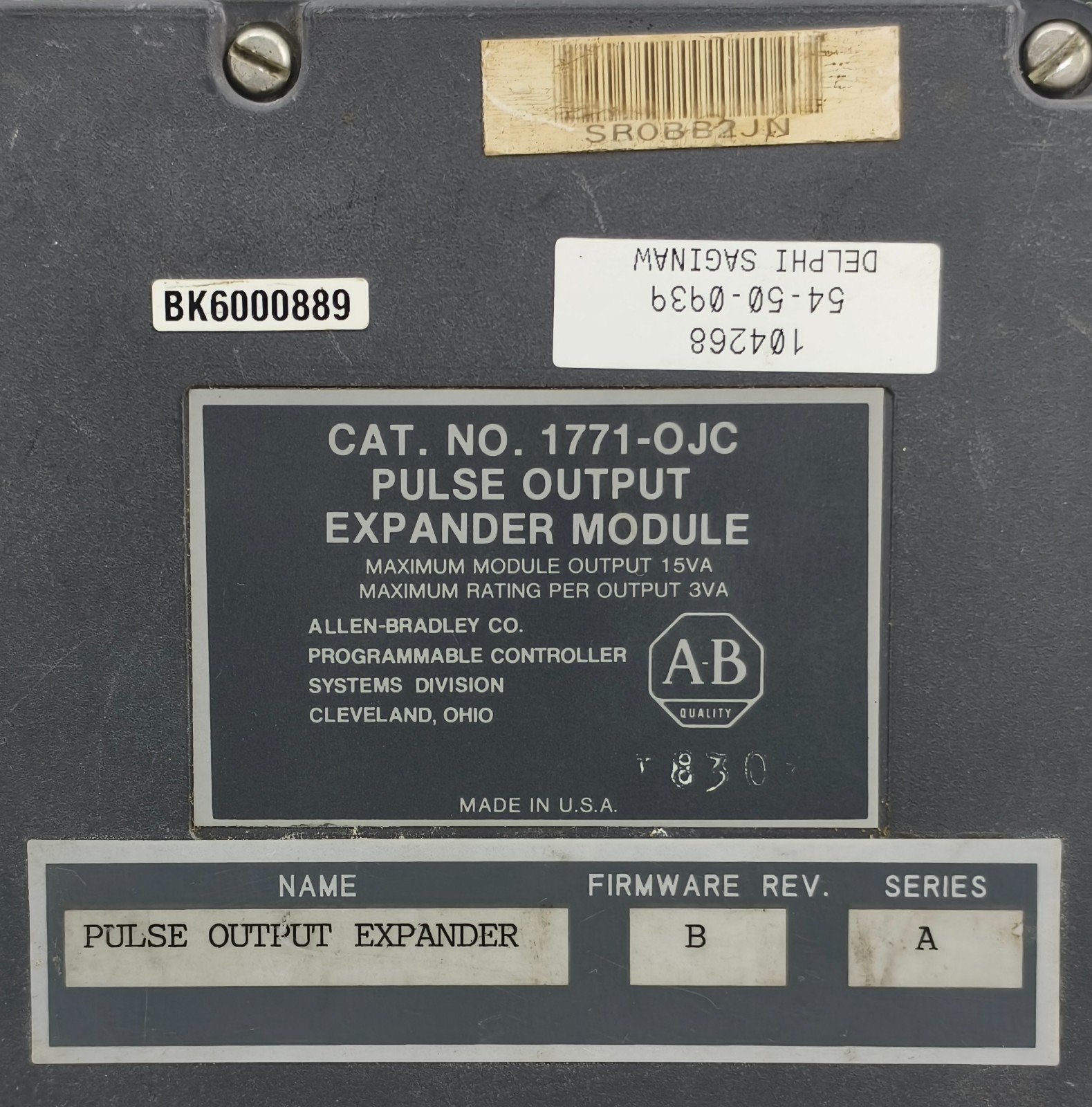 Allen Bradley 1771-OJC Progammable Controller Pulse PLC Module Output Expander