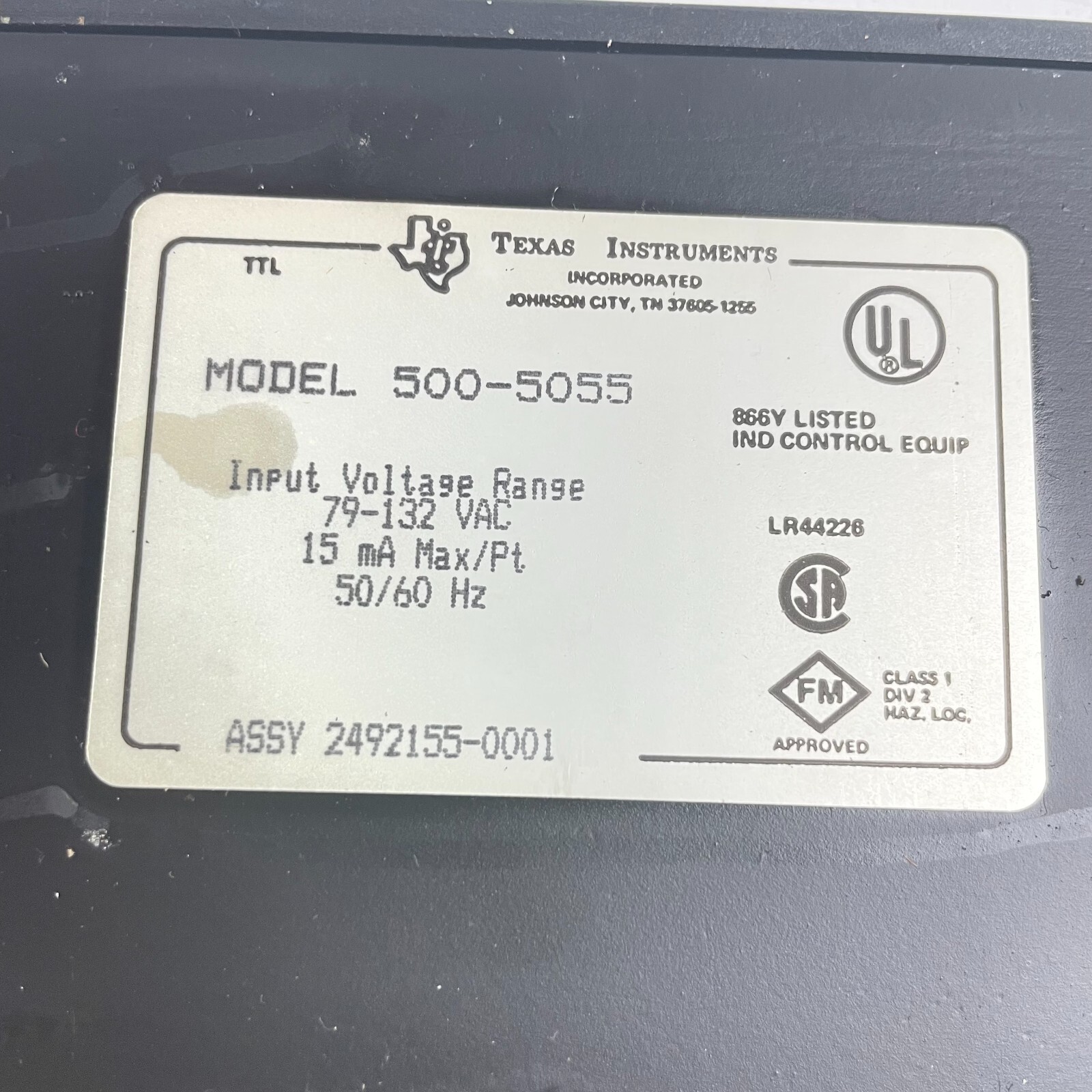 TEXAS INSTRUMENT 500-5055 Input Module 79-132VAC 15mA 50/60Hz