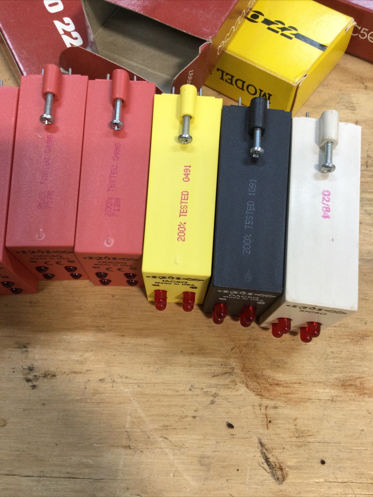 Lot of 8 OPTO 22 models ODC5Q-IAC5Q-OAC5Q-IDC5Q