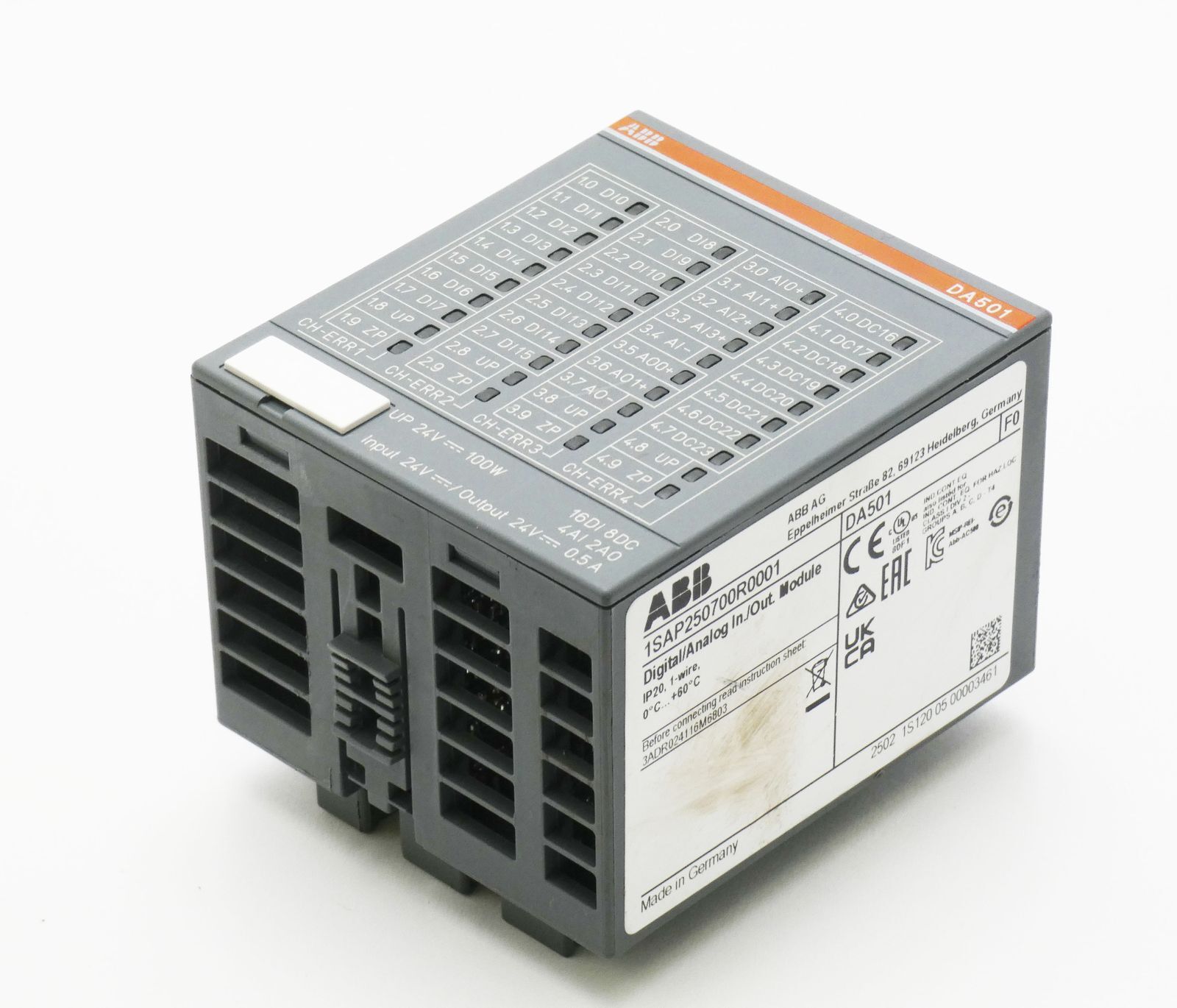 ABB DA501 1SAP250700R0001 E:F0 Digital / Analog I/O Module -Unused-