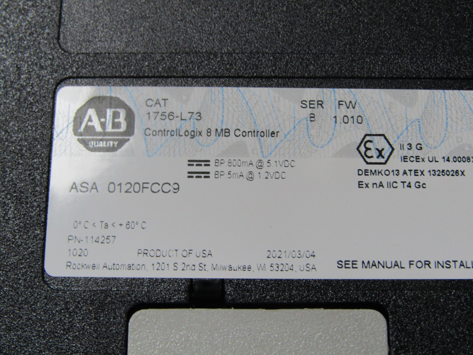 💥NEW ALLEN BRADLEY CONTROLLOGIX 8 MB CONTROLLER 1756-L73