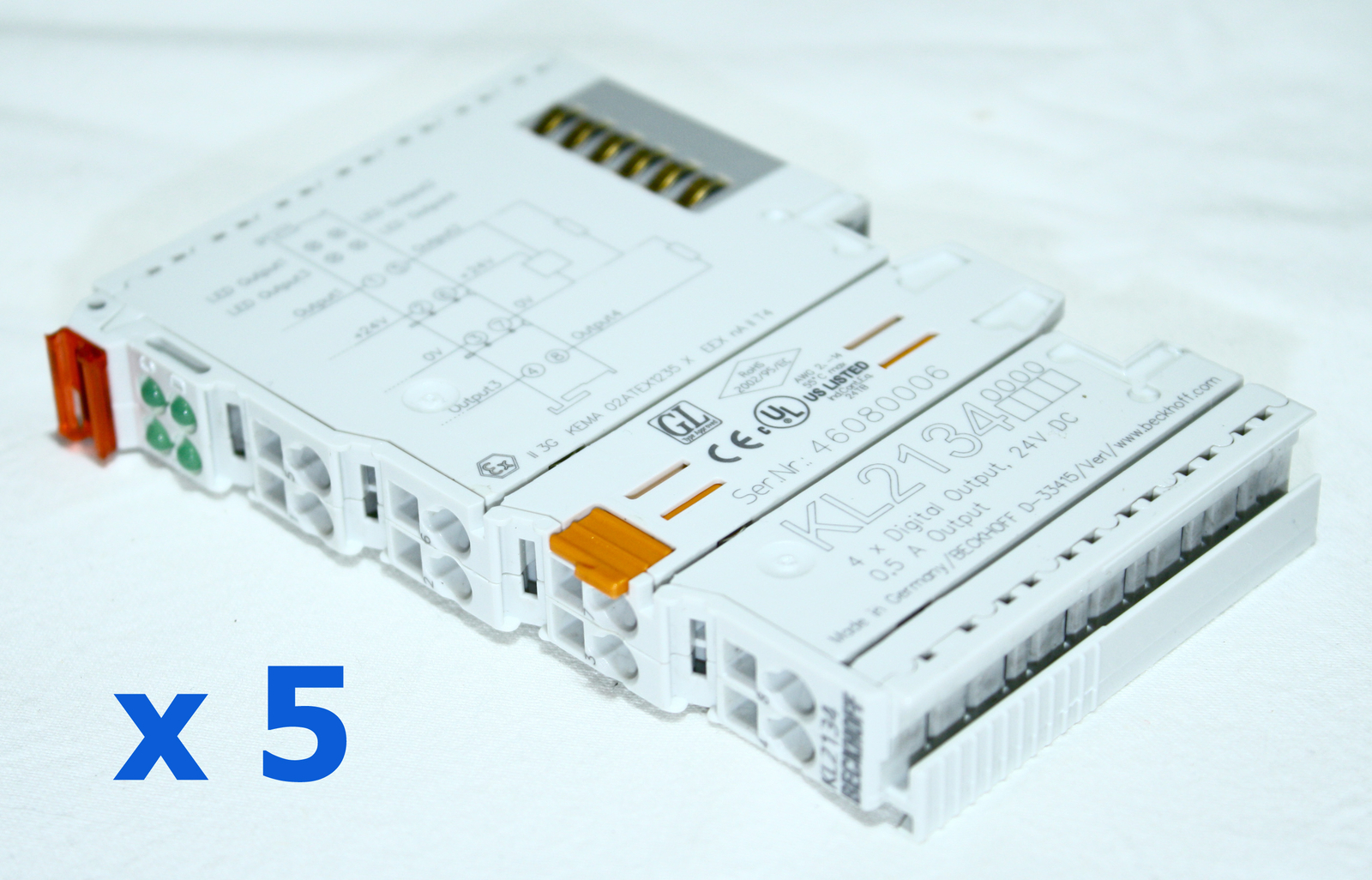 Beckhoff – Bus terminal with 4-channel digital outputs – KL2134 – Lot of 5