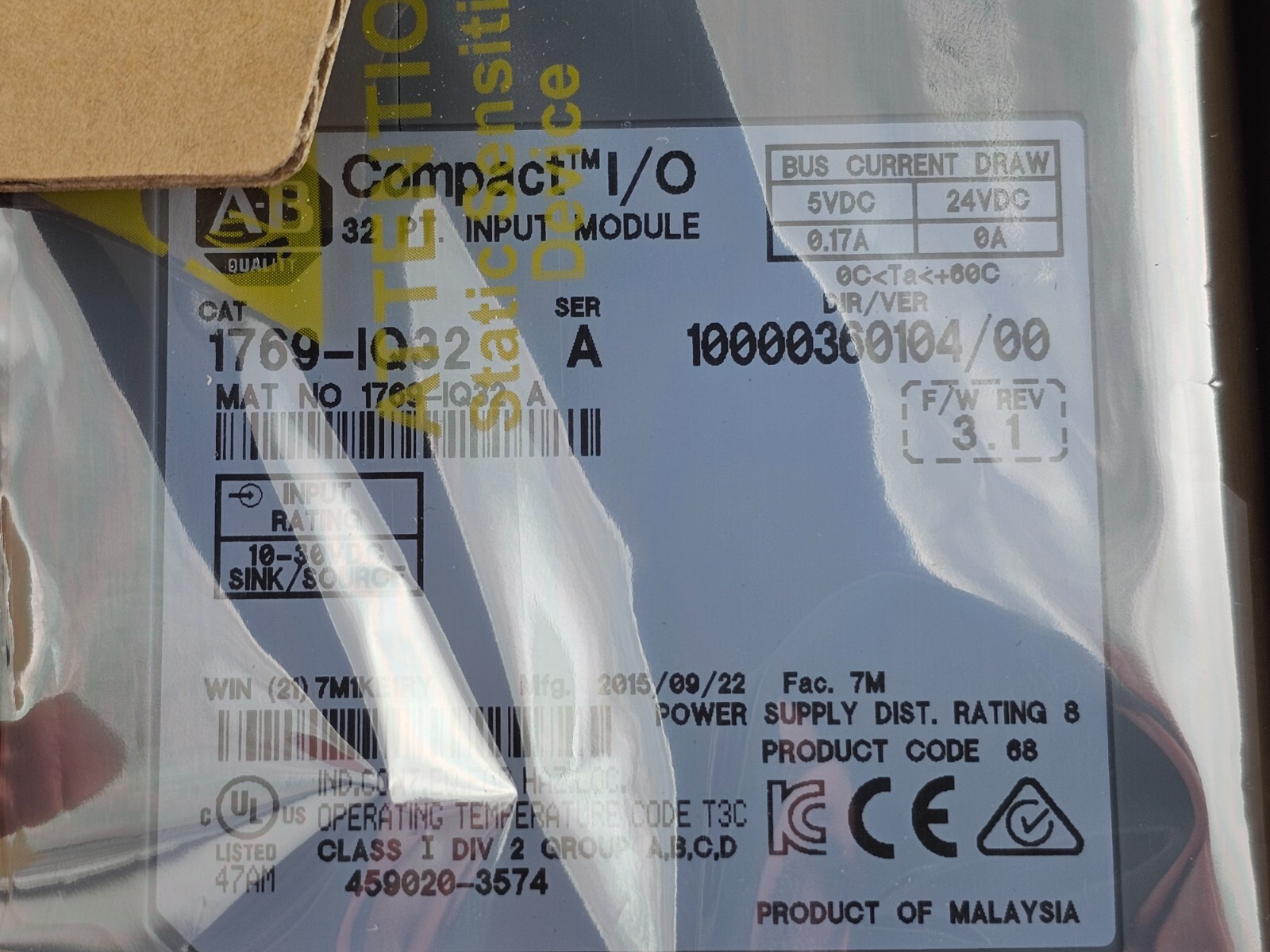NEW Allen Bradley 1769-IQ32 /A CompactLogix 32PT Sink/Source Input 1769IQ32