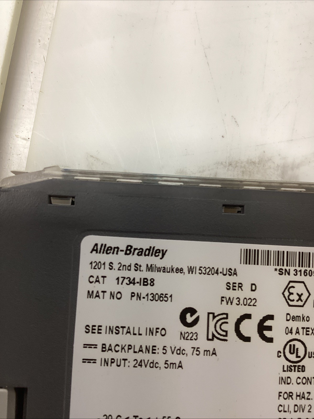AB 1734-IB8 SER D 8Point Digital Input Module P/N 130651 T-697