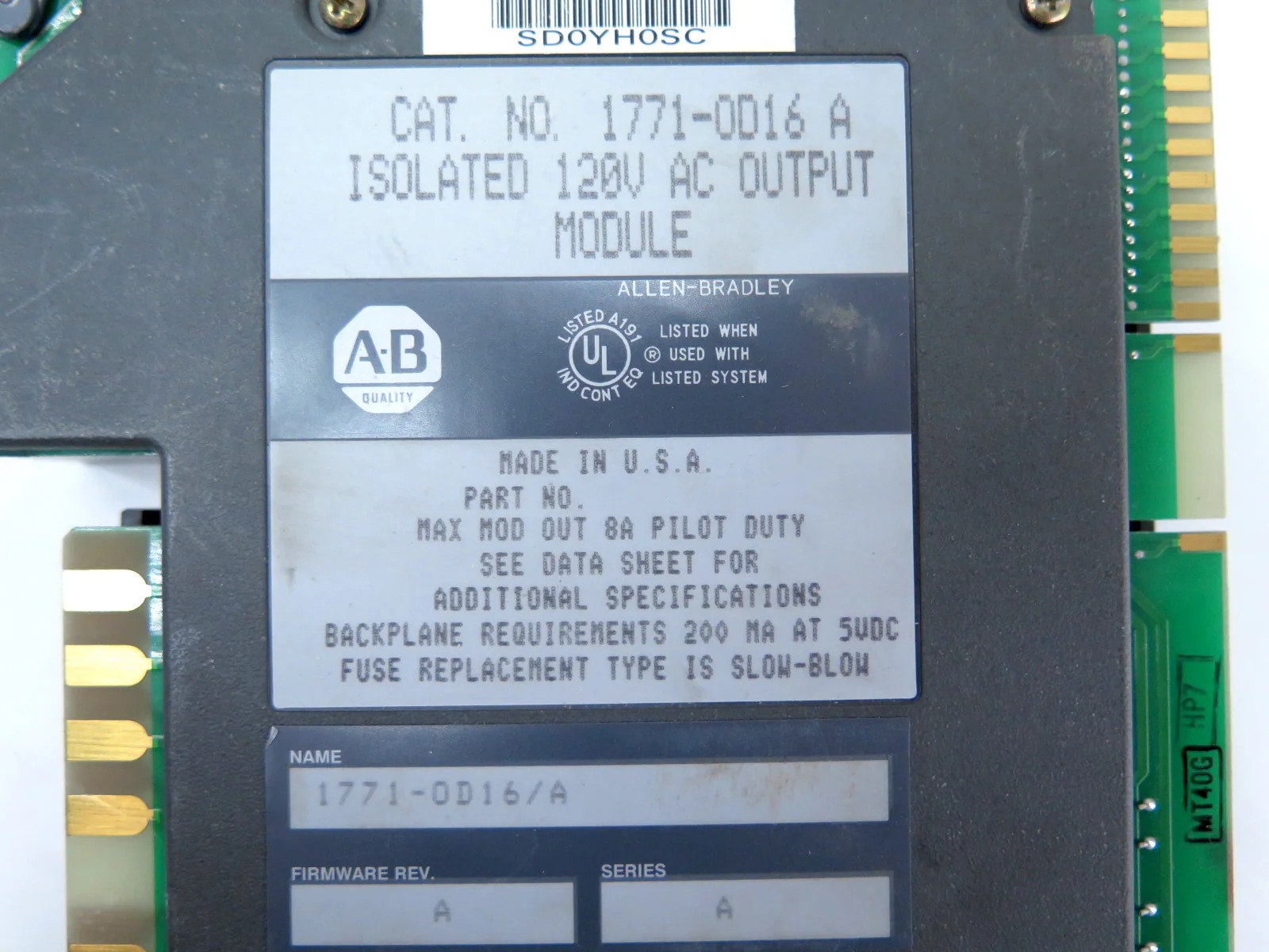 Allen-Bradley 1771-OD16/A Isolated 120VAC Output Module
