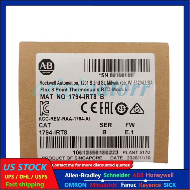 New Factory Sealed AB 1794-IRT8 SER B Flex 8 Point Thermocouple RTD Module