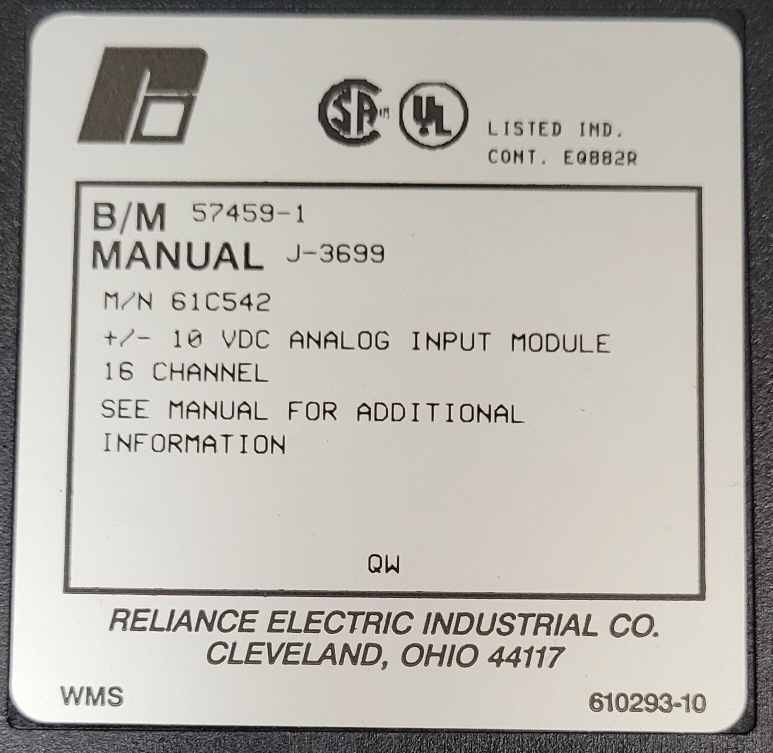 Reliance Electric 61C542A 57459-1 AutoMax (i-0159-0000-B#6)