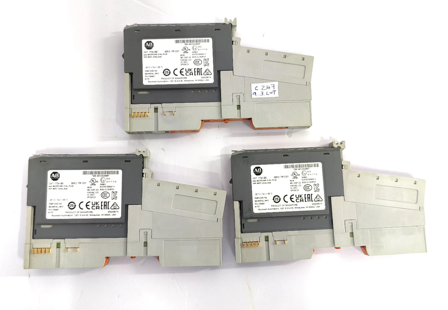 ALLEN-BRADLEY 1734-IB8 MODULE 1734-RTBS, 1734-MB LOT OF 3X