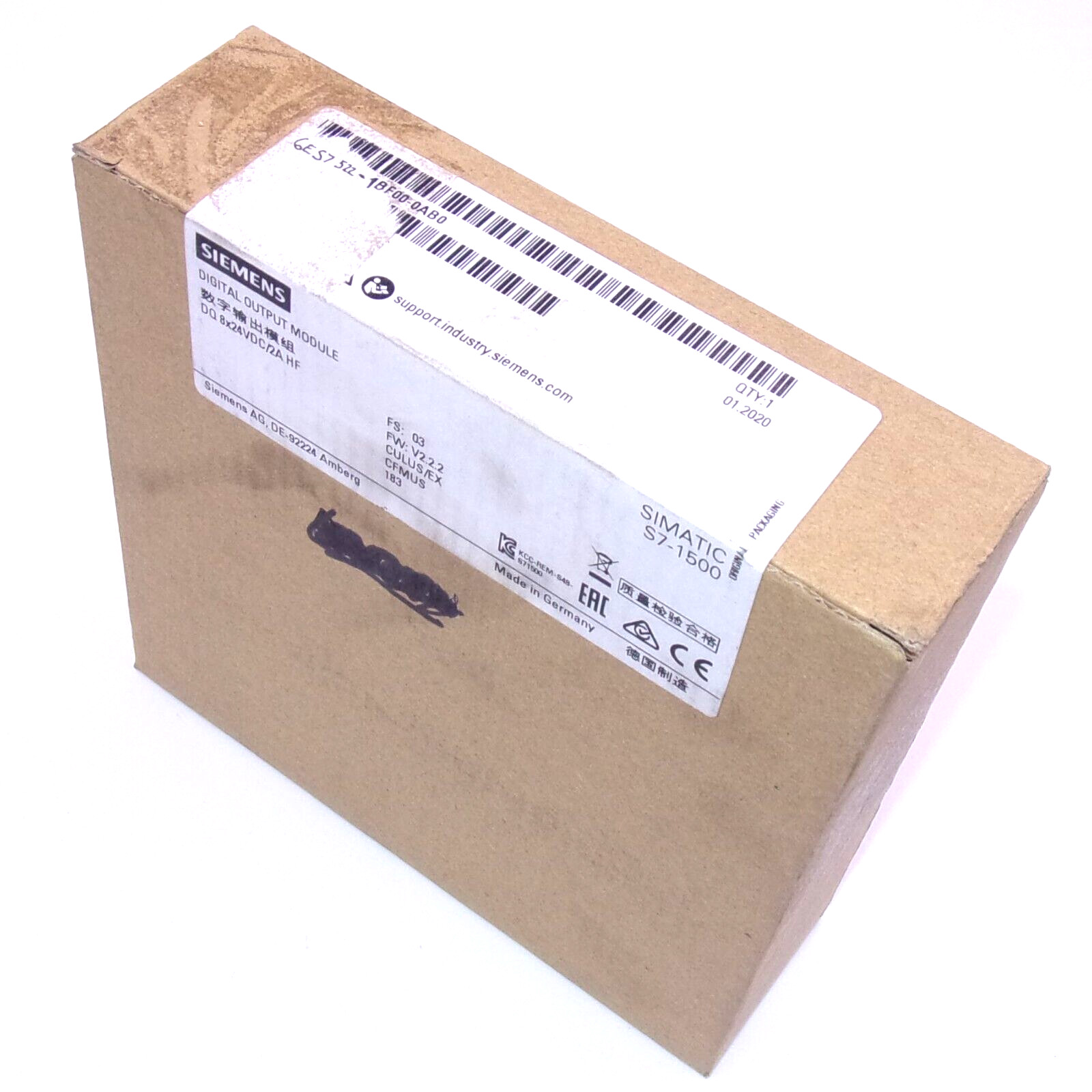Siemens SIMATIC S7-1500 8 x 24VDC/2A Digital Output Module 6ES7522-1BF00-0AB0