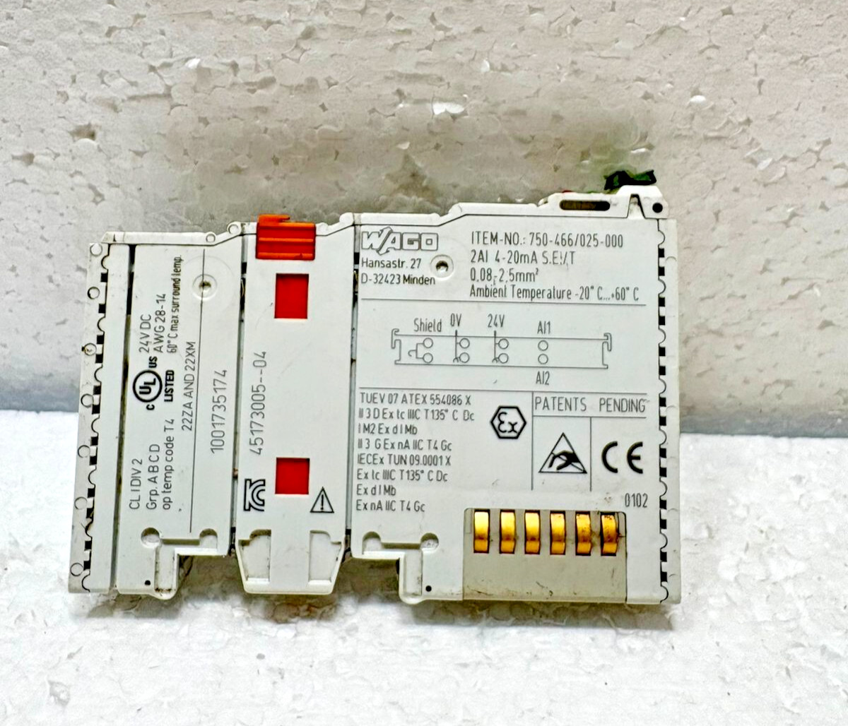 Wago 750-454/025-000 analog input module LOT OF 2 PCS (FREE SHIPPING)