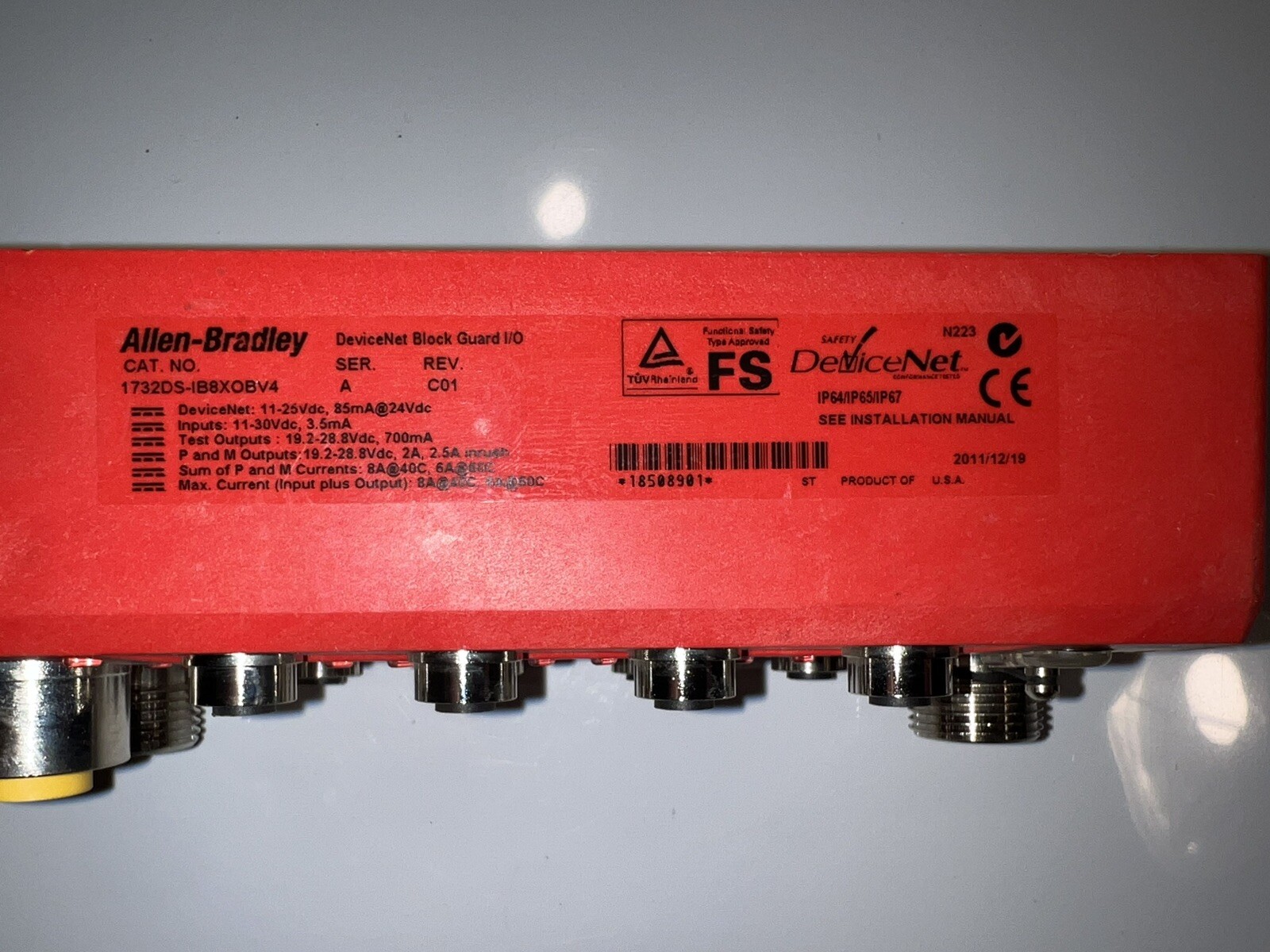 Allen Bradley 1732DS-IB8XOBV4 DeviceNet Block Safety I/O SER. A REV. C01