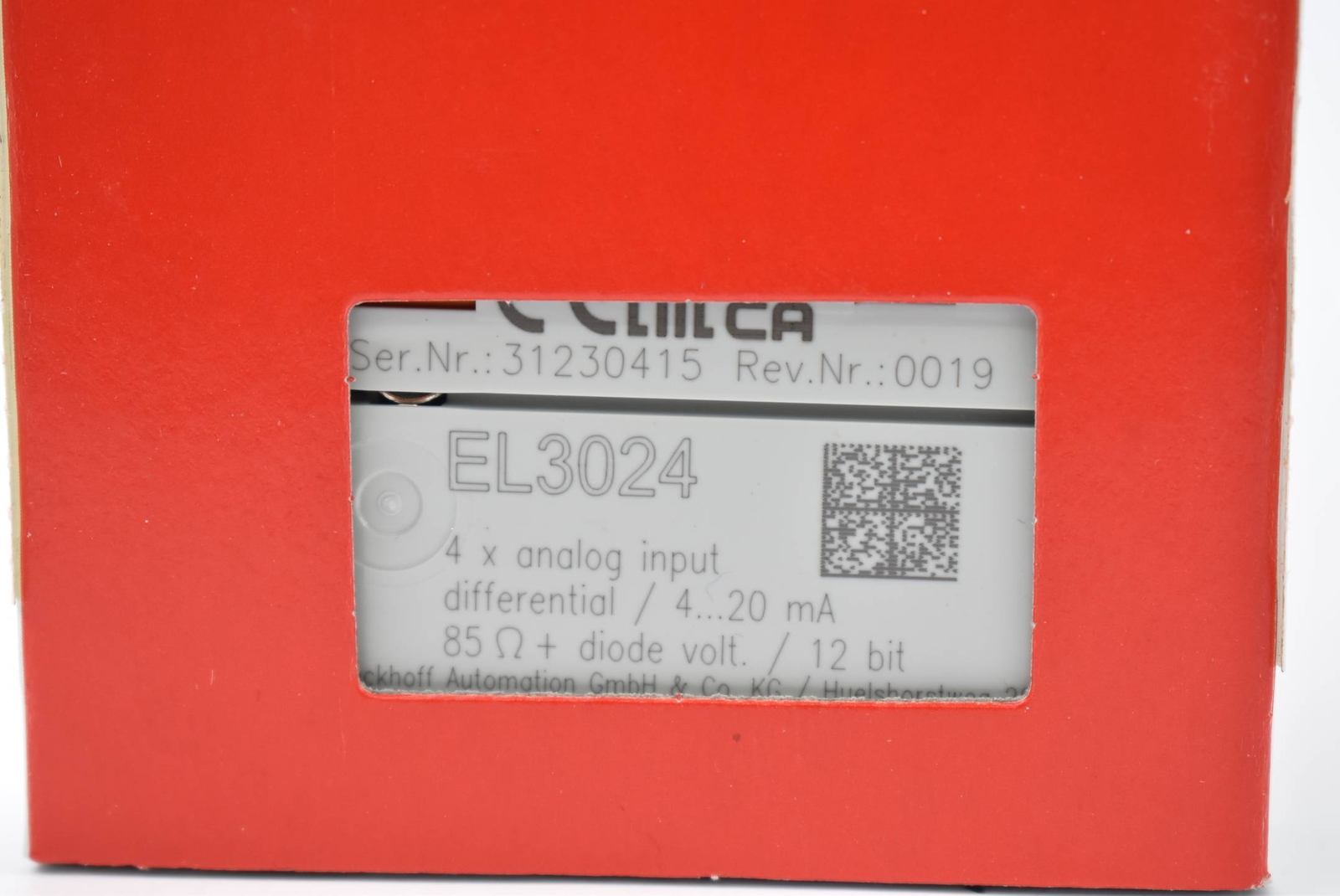 Beckhoff EtherCat Terminal 4-Channel Analog Input 4-20mA 12Bit EL3024 (EL 3024)