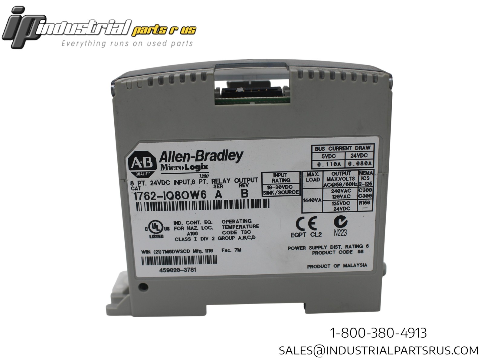 Allen Bradley 1762-IQ80W6 Ser.A Rev.B 24VDC Input Relay Output