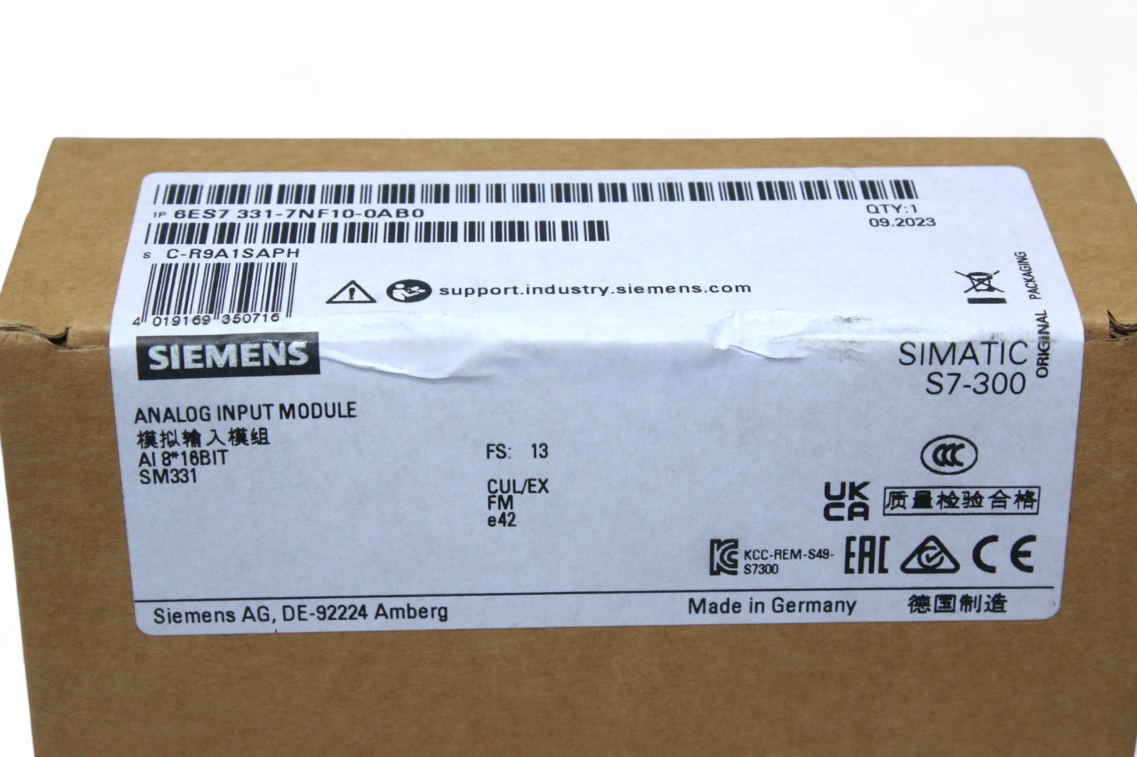 New Siemens 6ES7 331-7NF10-0AB0 Free Shipping New in Box New Factory Sealed PLC