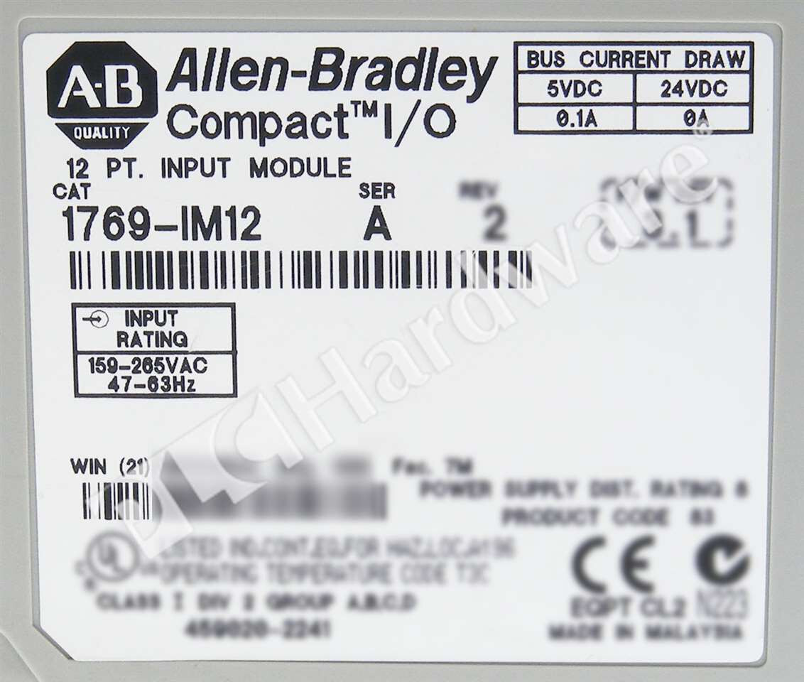 Allen Bradley 1769-IM12 /A Compact I/O 12-Points 240V AC Input Module