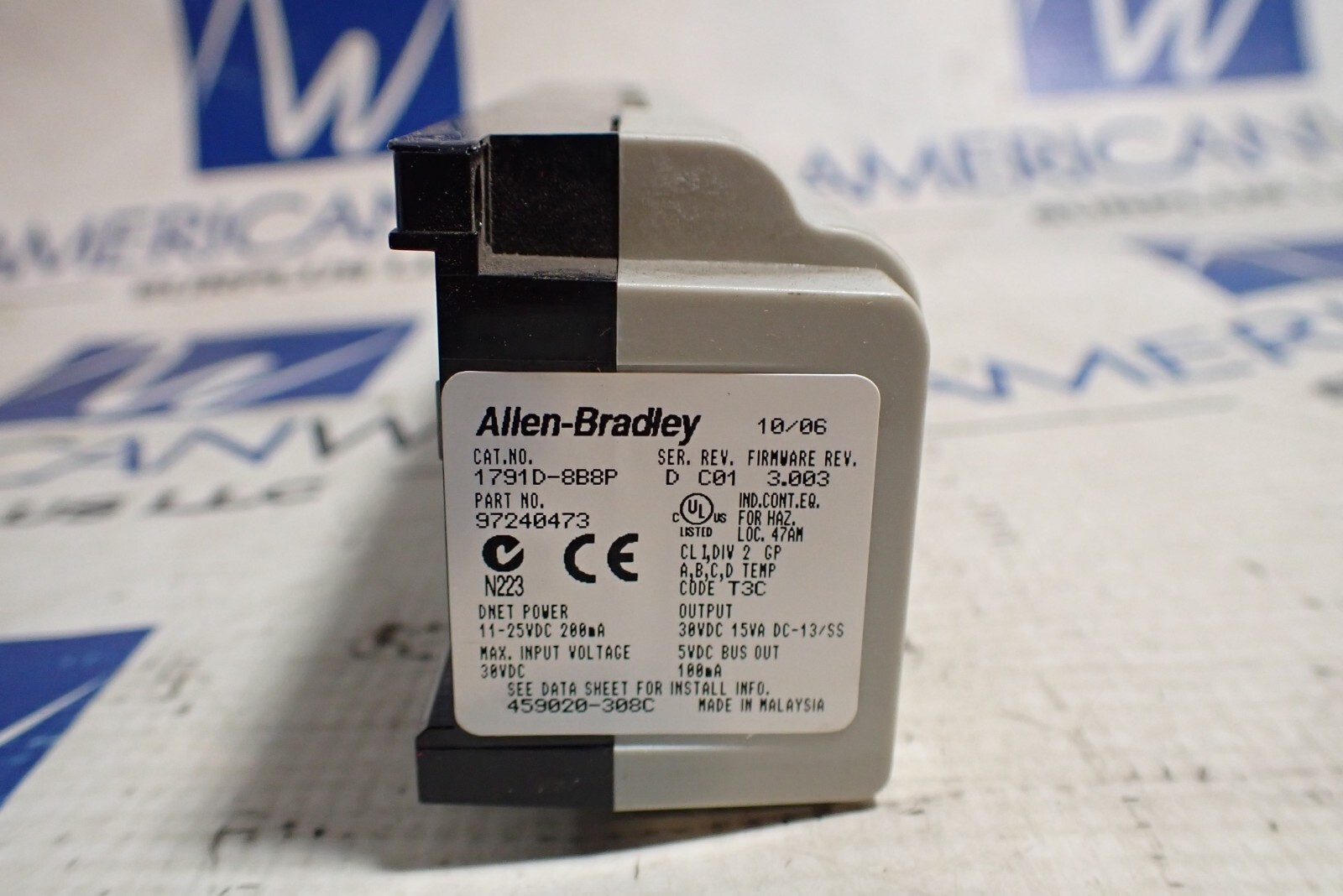 Allen Bradley 1791D-8B8P Ser D Rev C01 FWR 3.003 Compact Block I/O Module