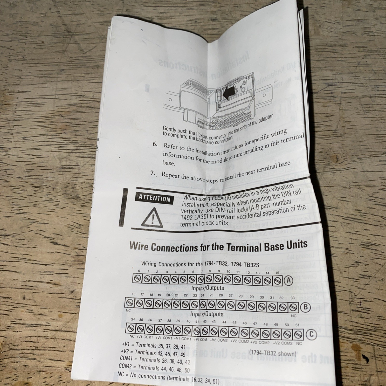 Allen Bradley 1794-TB3 Ser A Flex Terminal Base 10A 125V 50/60HZ 16-Term