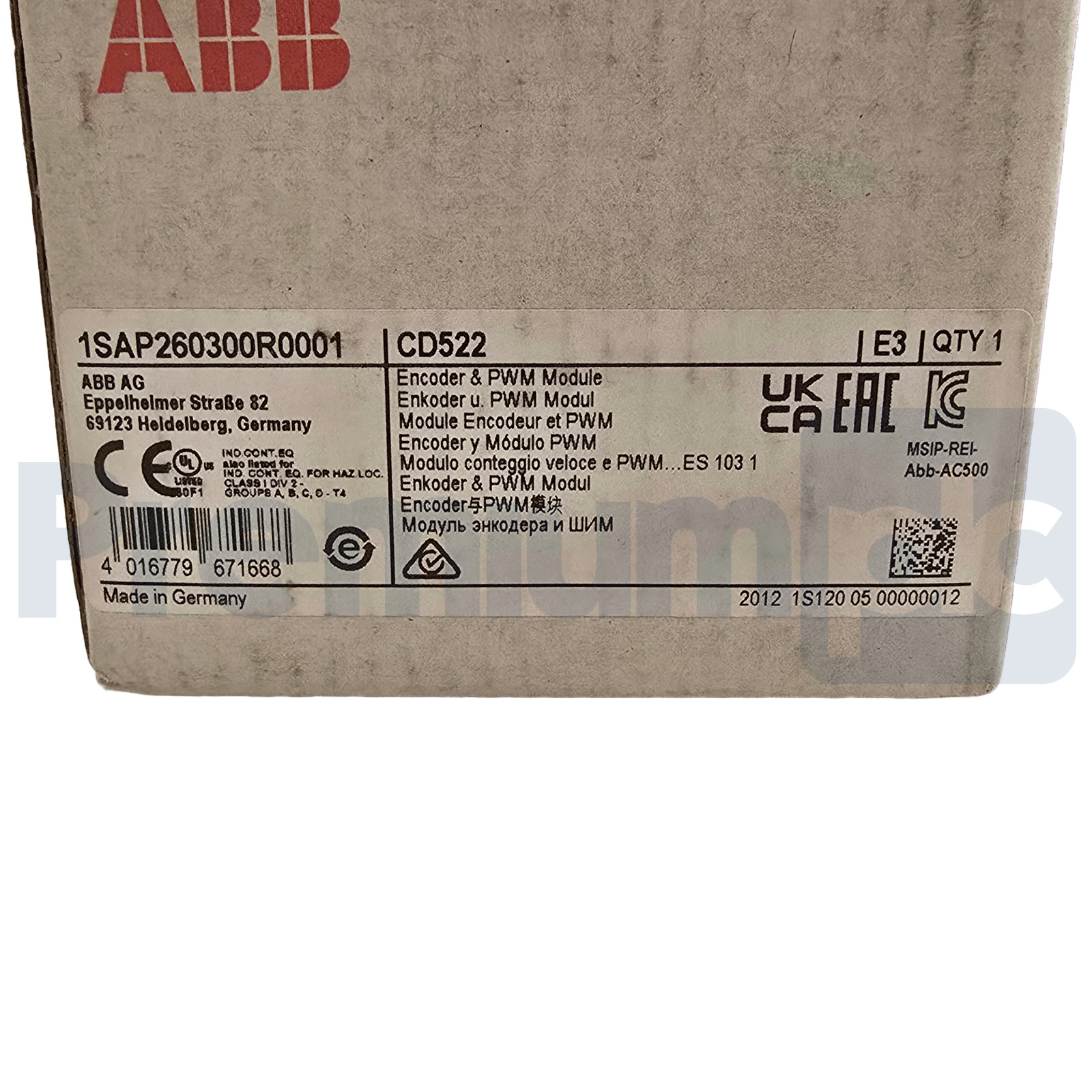 ABB 1SAP260300R0001 | CD522 AC500 S500 Encoder & PWM I/O Function Module NSMP