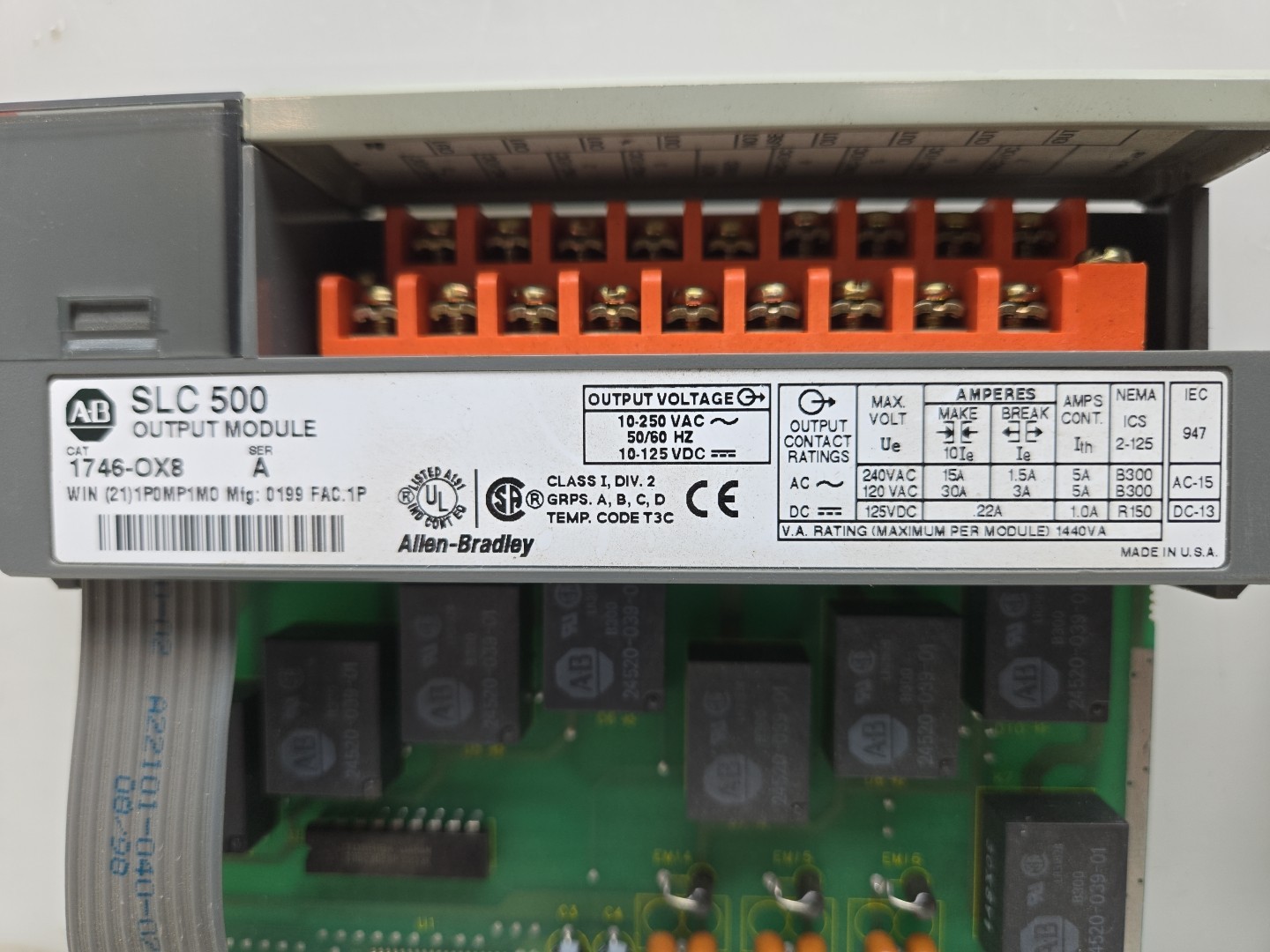 Allen Bradley 1746-0X8 and 1746-OX8 SLC 500 Output Modules 2 Units See Pictures