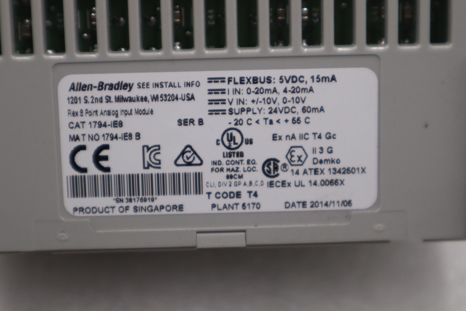Allen Bradley 1794-IE8 /B Flex I/O 8-Point Analog Input STOCK H3732CC