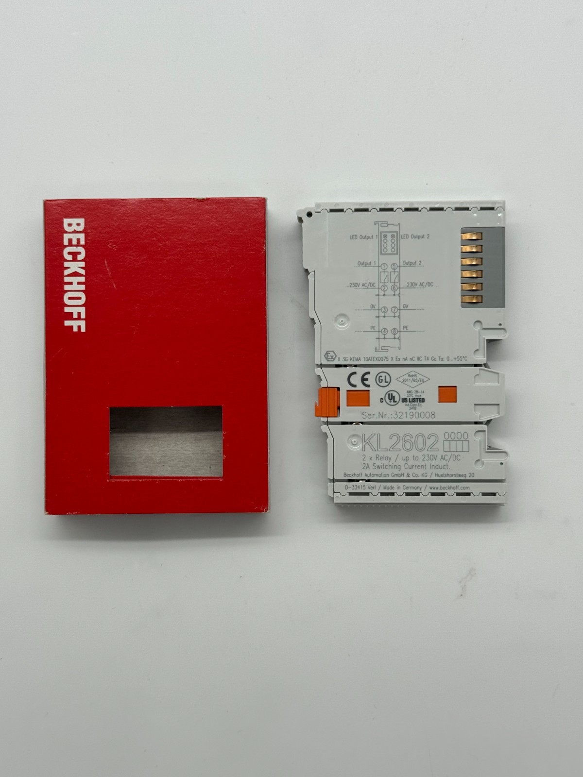 Beckhoff KL2602 Bus Terminal 2ch relay output 230 VAC 30 VDC 5A PLC MODULE