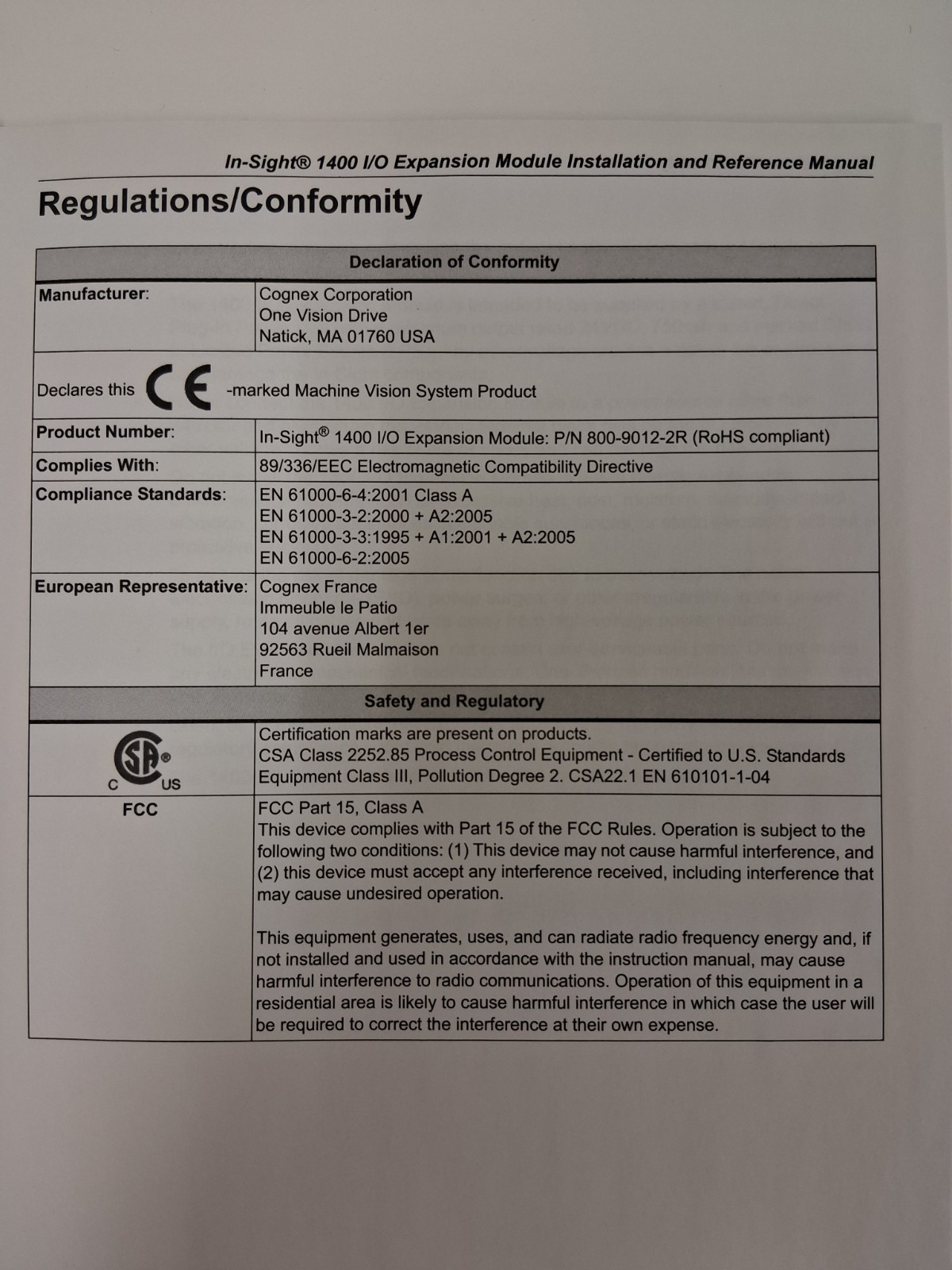 Cognex In-Sight 1400 CIO-1400 Digital I/O Expansion Module RS232 800-9012-2R