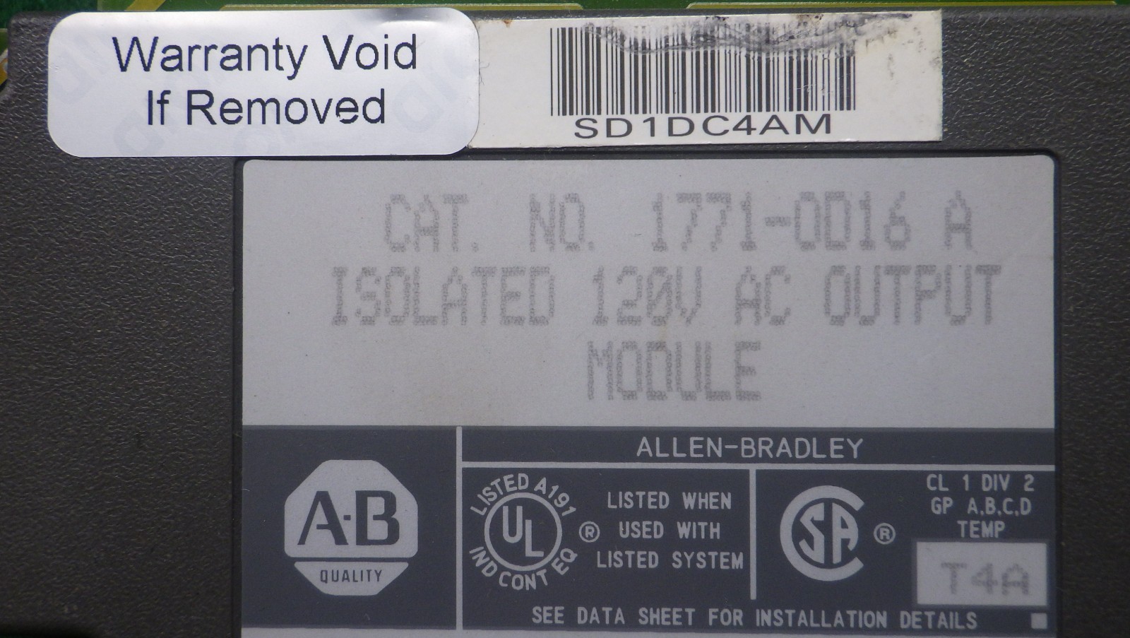 Allen Bradley 1771-OD16 A Isolated 120V AC Output Module 0D16
