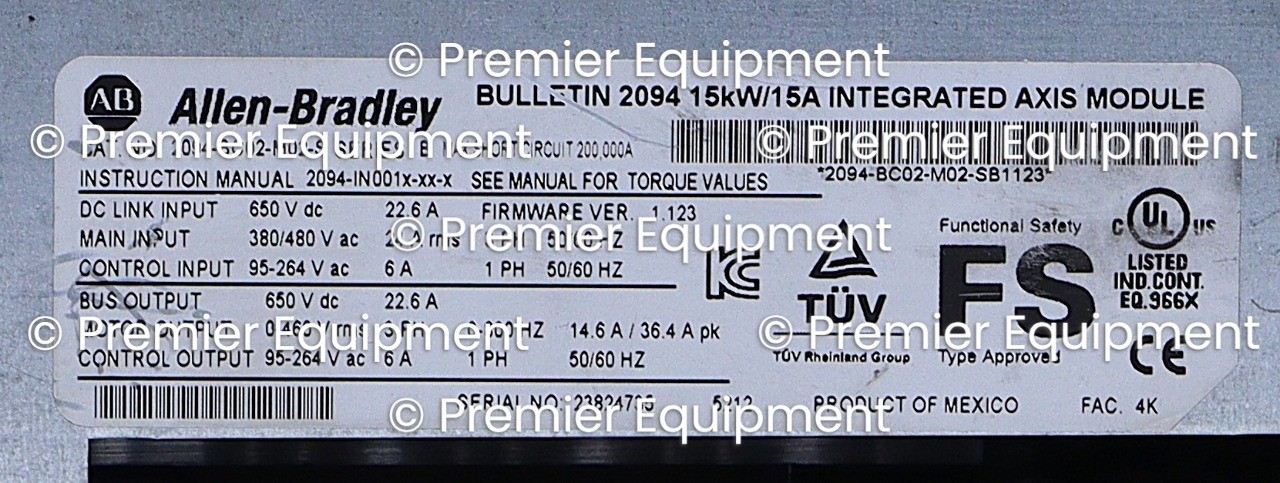 * ALLEN BRADLEY 2094-BC02-M02-S SER B INTEGRATED AXIS MODULE KINETIX 6000